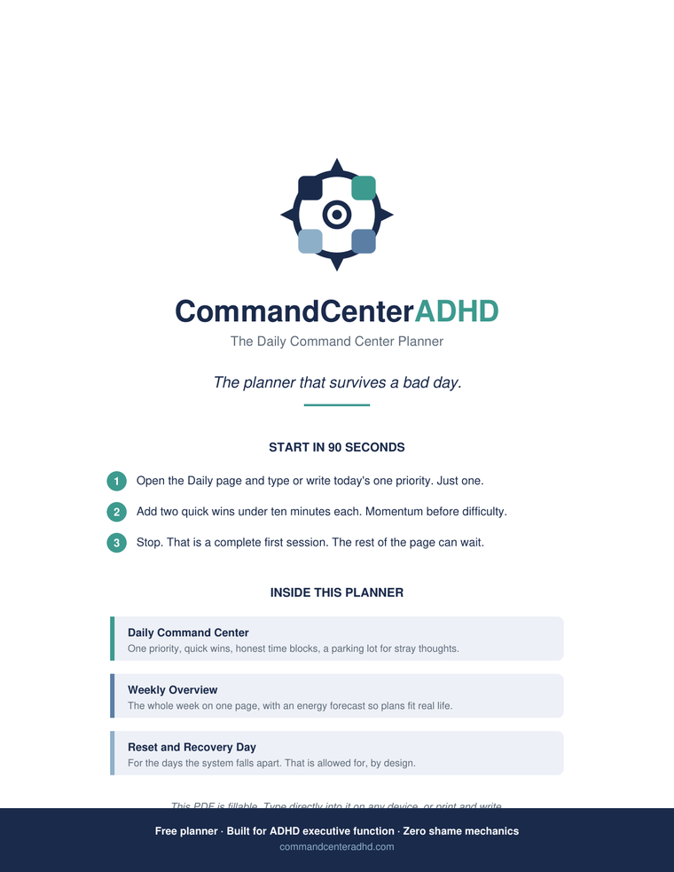 The Command Center daily planner cover